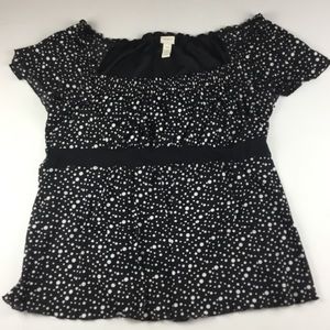 Venezia Black White Polka Dot Short Sleeve Blouse